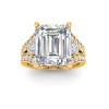 5 Ct Emerald Lab Diamond & 1 Ctw Split Shank Wide Band Engagement Ring