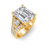 5 Ct Emerald Lab Diamond & 1 Ctw Split Shank Wide Band Engagement Ring