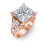 6 Ct Princess Colorless Lab Diamond & 1 Ctw Split Shank Wide Band Engagement Ring