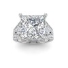 5 Ct Princess Moissanite & 1 Ctw Lab Diamond Split Shank Wide Band Engagement Ring