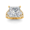 5 Ct Princess Moissanite & 1 Ctw Lab Diamond Split Shank Wide Band Engagement Ring