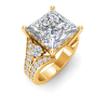 5 Ct Princess Moissanite & 1 Ctw Lab Diamond Split Shank Wide Band Engagement Ring