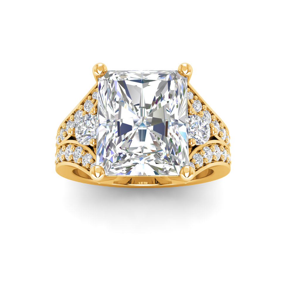 6 Ct Radiant Colorless Lab Diamond & 1 Ctw Split Shank Wide Band Engagement Ring