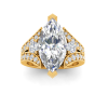 6 Ct Marquise Moissanite & 1 Ctw Lab Diamond Split Shank Wide Band Engagement Ring