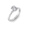 1.50 Ct Oval Moissanite & .12 Ctw Marquise Diamond Three Stone Engagement Ring