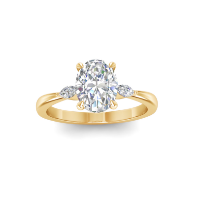1.50 Ct Oval Lab Diamond & .12 Ctw Marquise Diamond Three Stone Engagement Ring