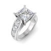 5 Ct Princess Moissanite & 1.44 Ctw Lab Diamond Channel Set Wide Band Engagement Ring