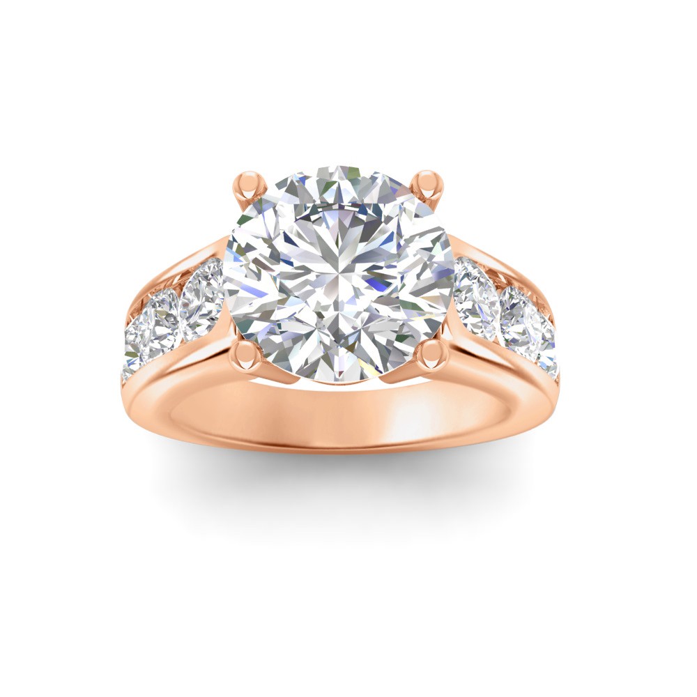 2 Ct Round Premium Lab Diamond & 1.44 Ctw Lab Diamond Channel Set Wide Band Engagement Ring