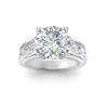 3 Ct Round Moissanite & 1.44 Ctw Lab Diamond Channel Set Wide Band Engagement Ring