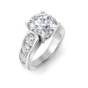 3 Ct Round Moissanite & 1.44 Ctw Lab Diamond Channel Set Wide Band Engagement Ring