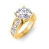 5 Ct Round Moissanite & 1.44 Ctw Lab Diamond Channel Set Wide Band Engagement Ring