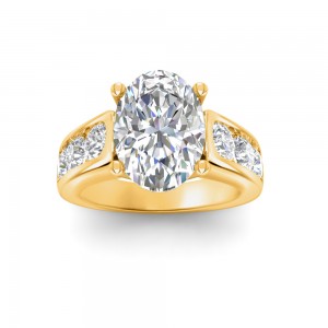 4 Ct Oval Lab Diamond & 1.44 Ctw Lab Diamond Channel Set Wide Band Engagement Ring