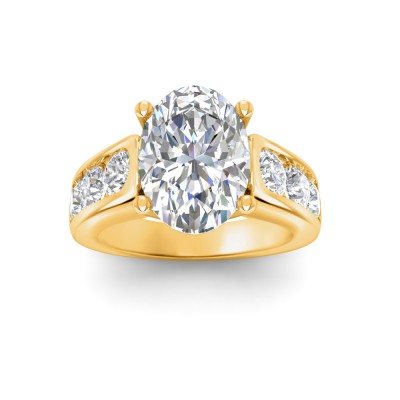 4 Ct Oval Lab Diamond & 1.44 Ctw Lab Diamond Channel Set Wide Band Engagement Ring