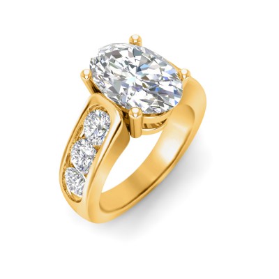 4 Ct Oval Lab Diamond & 1.44 Ctw Lab Diamond Channel Set Wide Band Engagement Ring