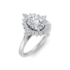 1.5 Ct Oval Moissanite & .50 Ctw Diamond Vintage Flora Halo Engagement Ring