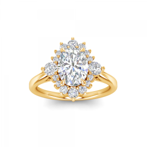 1.5 Ct Oval Lab Diamond Vintage Flora Halo Engagement Ring