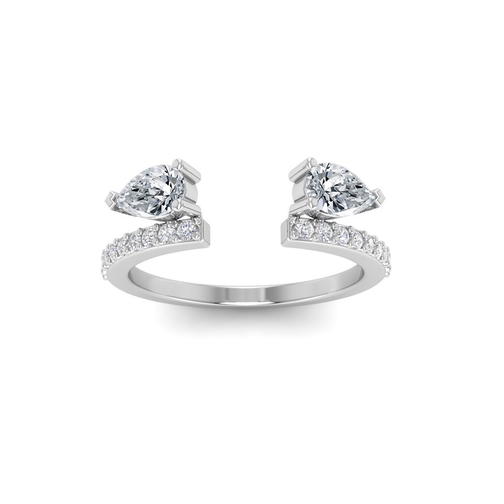 Pear Colorless Lab Diamond Pavé Engagement Ring Enhancer