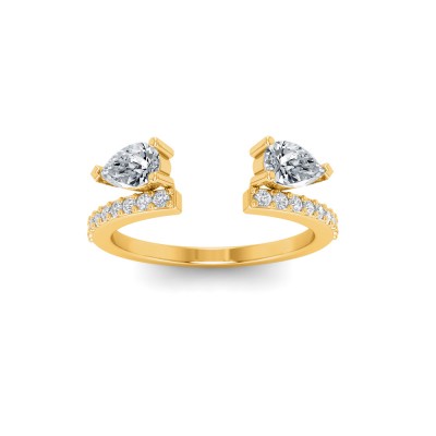 Pear Colorless Lab Diamond Pavé Engagement Ring Enhancer