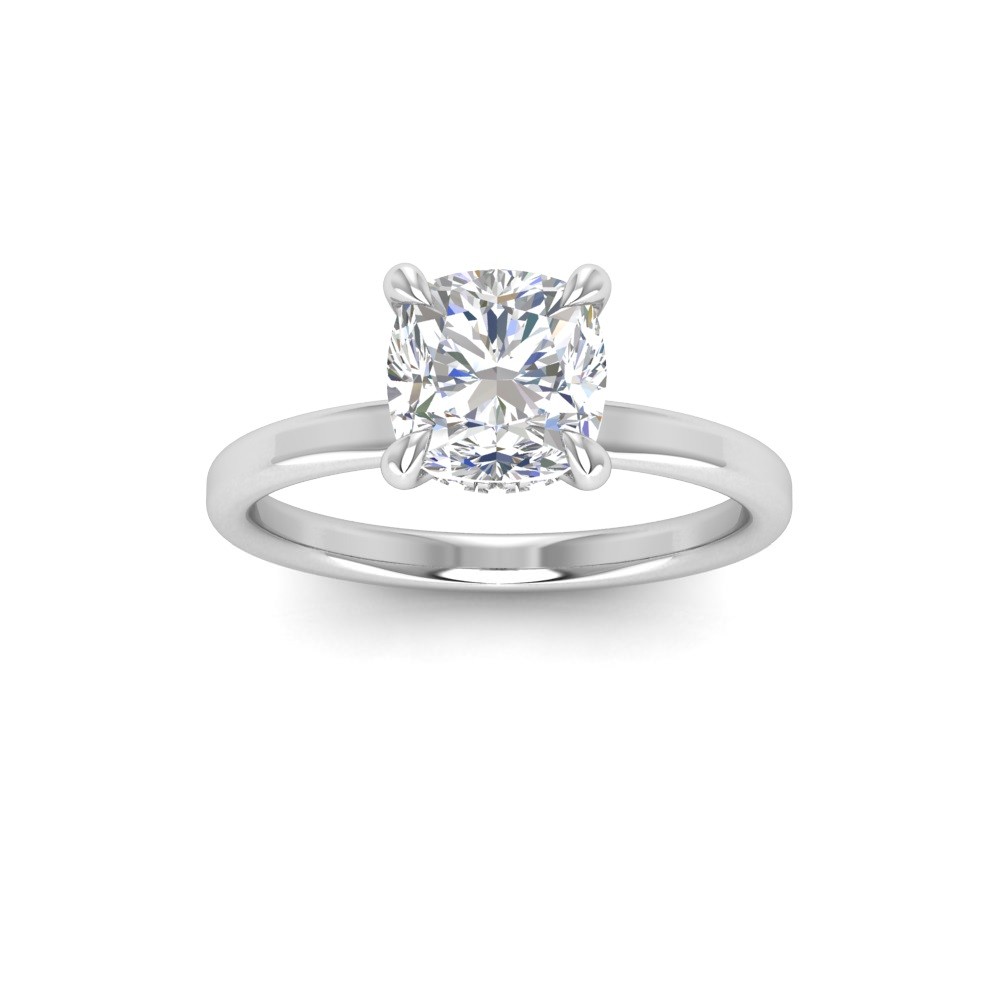 2 Ct Cushion Moissanite & .11 Ctw Diamond Secret Halo Engagement Ring