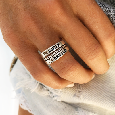 Furever Pet Name Ring Stack
