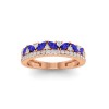 Dainty Round Colorless Lab Diamonds & Marquise Sapphires Double Band Wedding Ring
