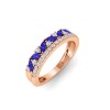 Dainty Round Colorless Lab Diamonds & Marquise Sapphires Double Band Wedding Ring