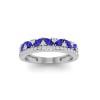 Dainty Round Colorless Lab Diamonds & Marquise Sapphires Double Band Wedding Ring