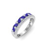 Dainty Round Colorless Lab Diamonds & Marquise Sapphires Double Band Wedding Ring