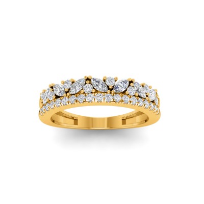 Dainty Round & Marquise Colorless Lab Diamond Double Band Wedding Ring