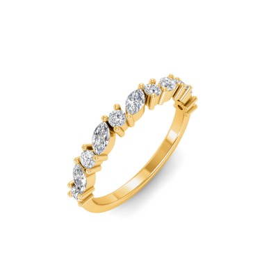 Alternating Round & Marquise Colorless Lab Diamond Classic Wedding Band