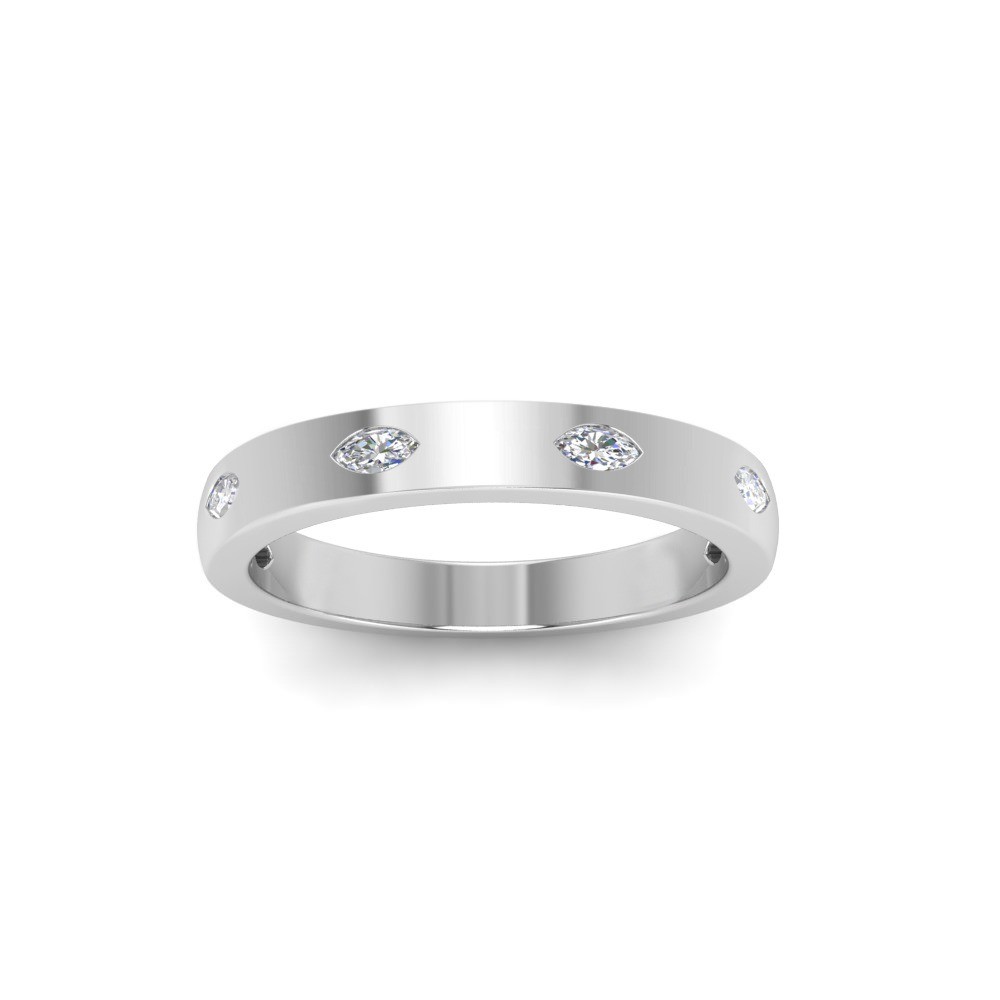 Inlay Marquise Colorless Lab Diamond Classic Wedding Ring