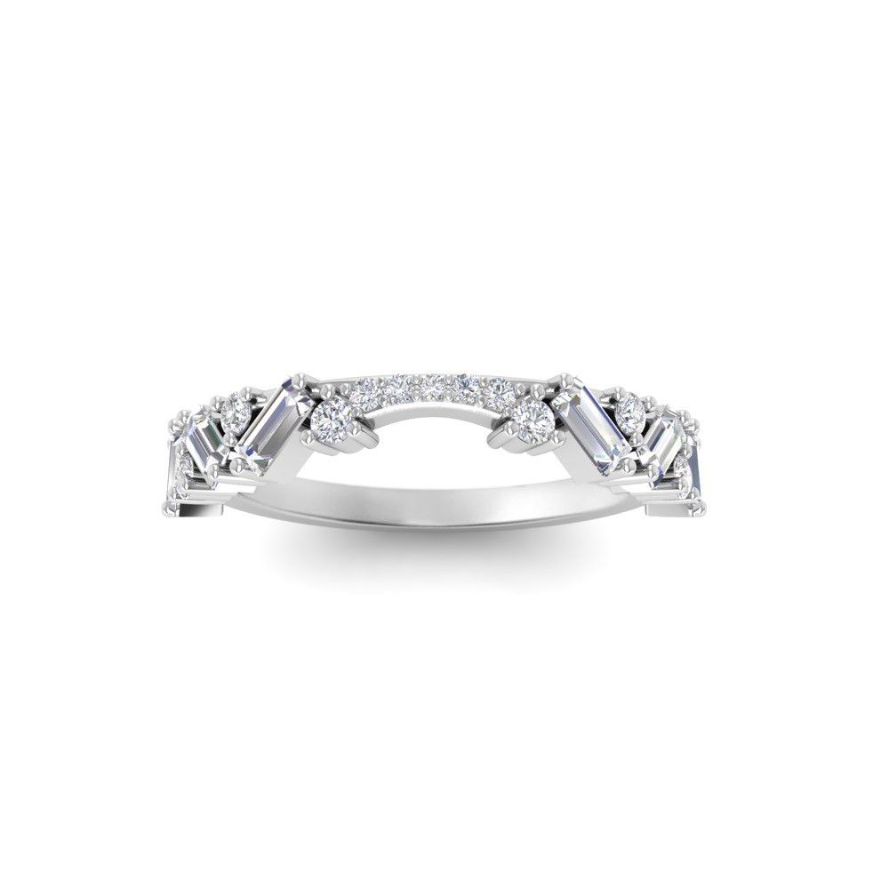 Round & Baguette Colorless Lab Diamond Mosaic Wedding Band