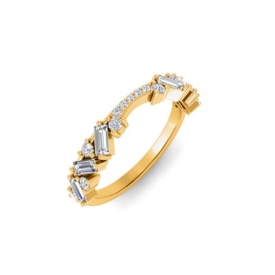 Round & Baguette Lab Diamond Mosaic Wedding Band