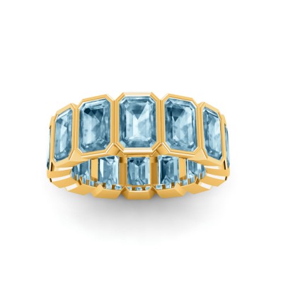 Aquamarine Birthstone Bezel Eternity Band