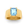 2.5 Ct Aquamarine Emerald Cut Birthstone Wide Band Cigar Ring