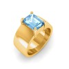 2.5 Ct Aquamarine Emerald Cut Birthstone Wide Band Cigar Ring