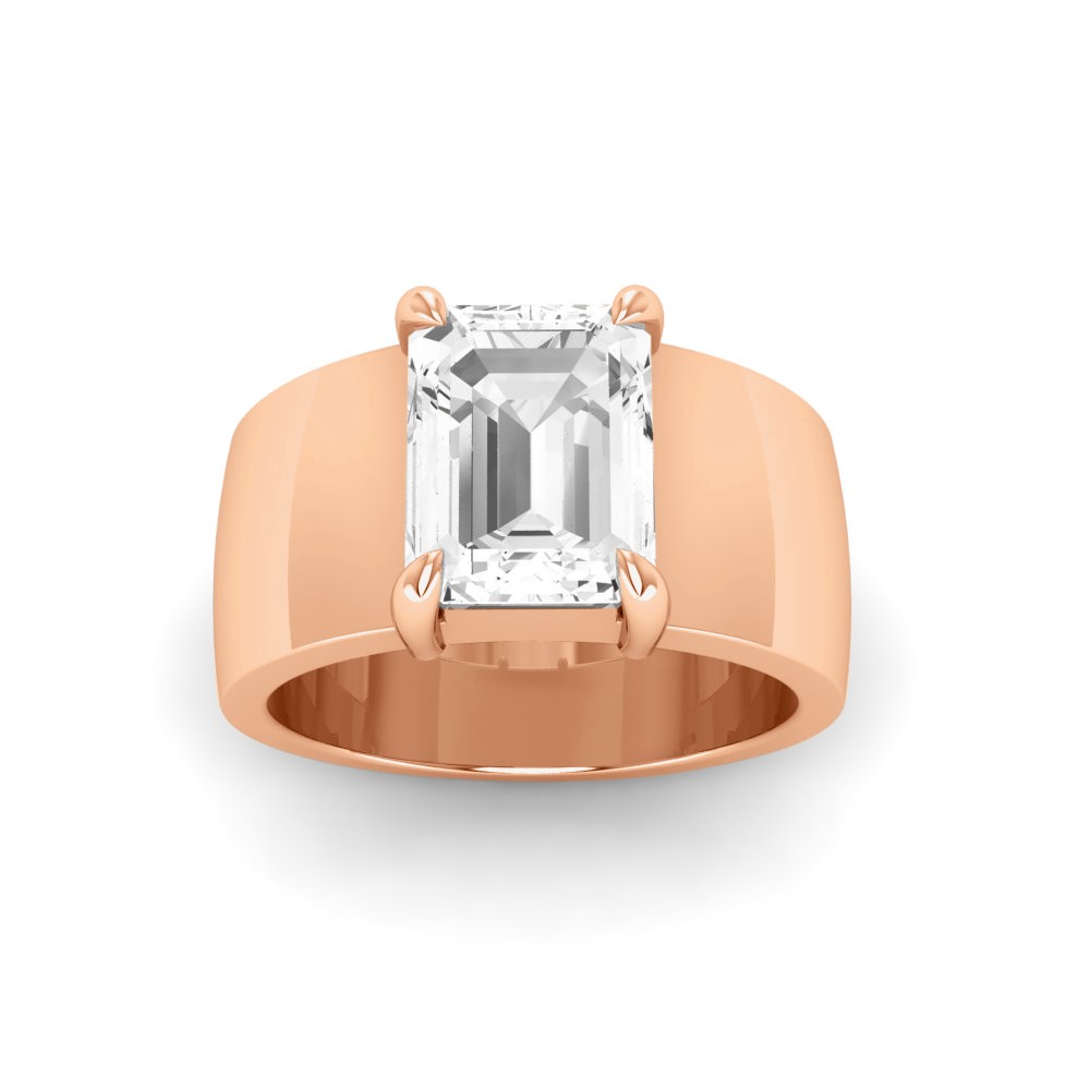 2.5 Ct CZ Emerald Cut Birthstone Wide Band Cigar Ring