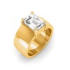 2.5 Ct CZ Emerald Cut Birthstone Wide Band Cigar Ring