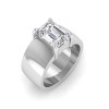 2.5 Ct Moissanite Emerald Cut Birthstone Wide Band Cigar Ring