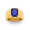 2.5 Ct Sapphire Emerald Cut Birthstone Wide Band Cigar Ring