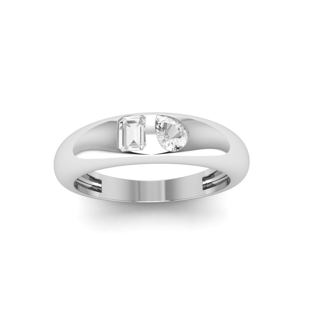 Emerald & Pear Lab Diamond Toi et Moi Dome Ring
