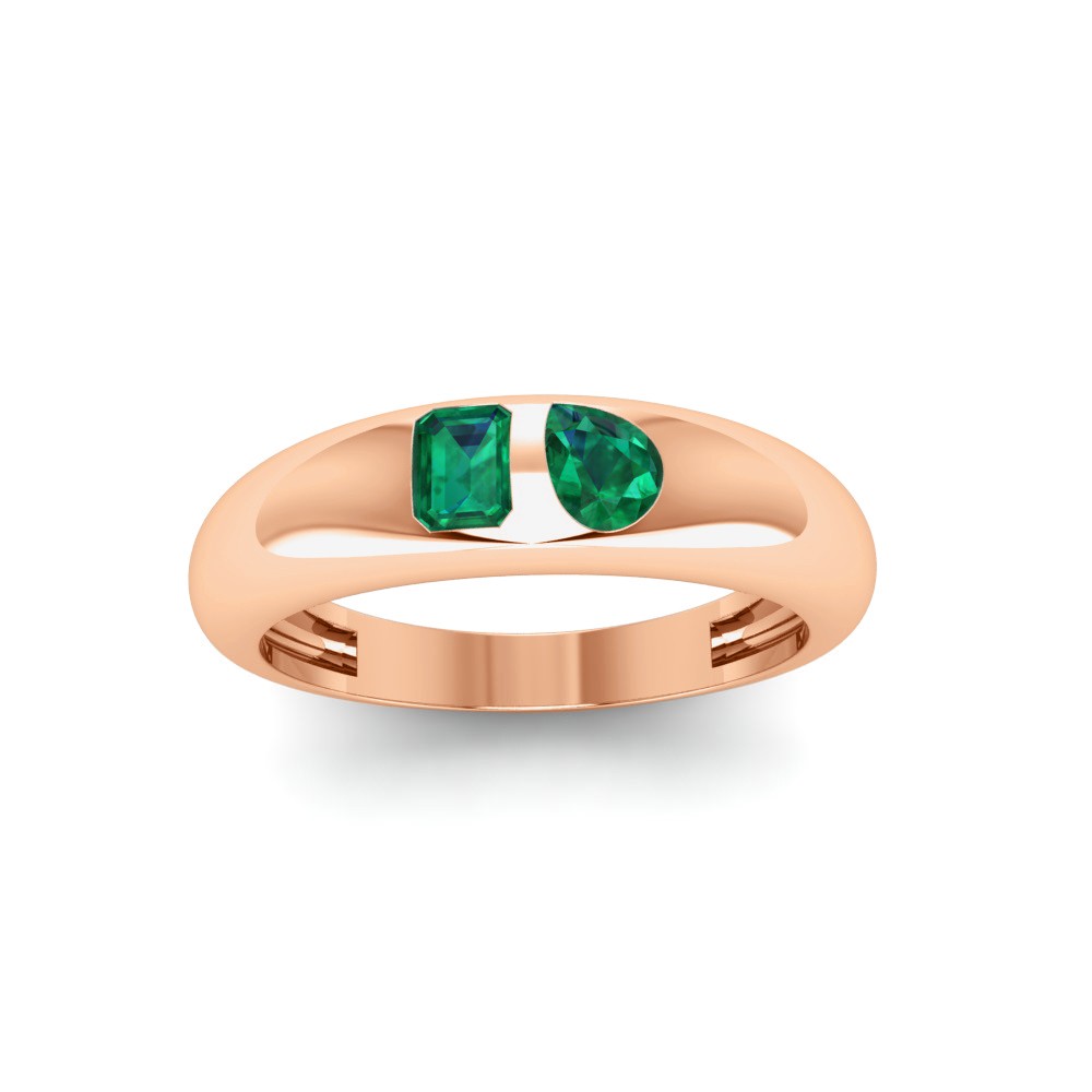Emerald & Pear Birthstone Toi et Moi Dome Ring