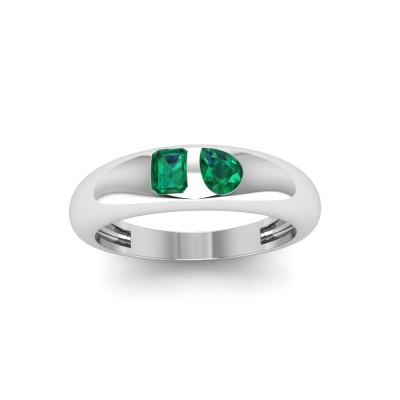 Emerald & Pear Birthstone Toi et Moi Dome Ring