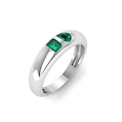 Emerald & Pear Birthstone Toi et Moi Dome Ring