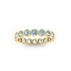 Aquamarine Round Birthstone Bezel Eternity Wedding Ring