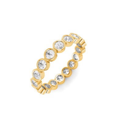 CZ Round Birthstone Bezel Eternity Wedding Ring