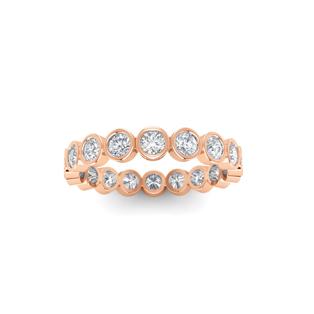 Moissanite Round Birthstone Bezel Eternity Wedding Ring