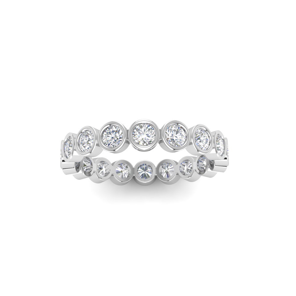 Moissanite Round Birthstone Bezel Eternity Wedding Ring