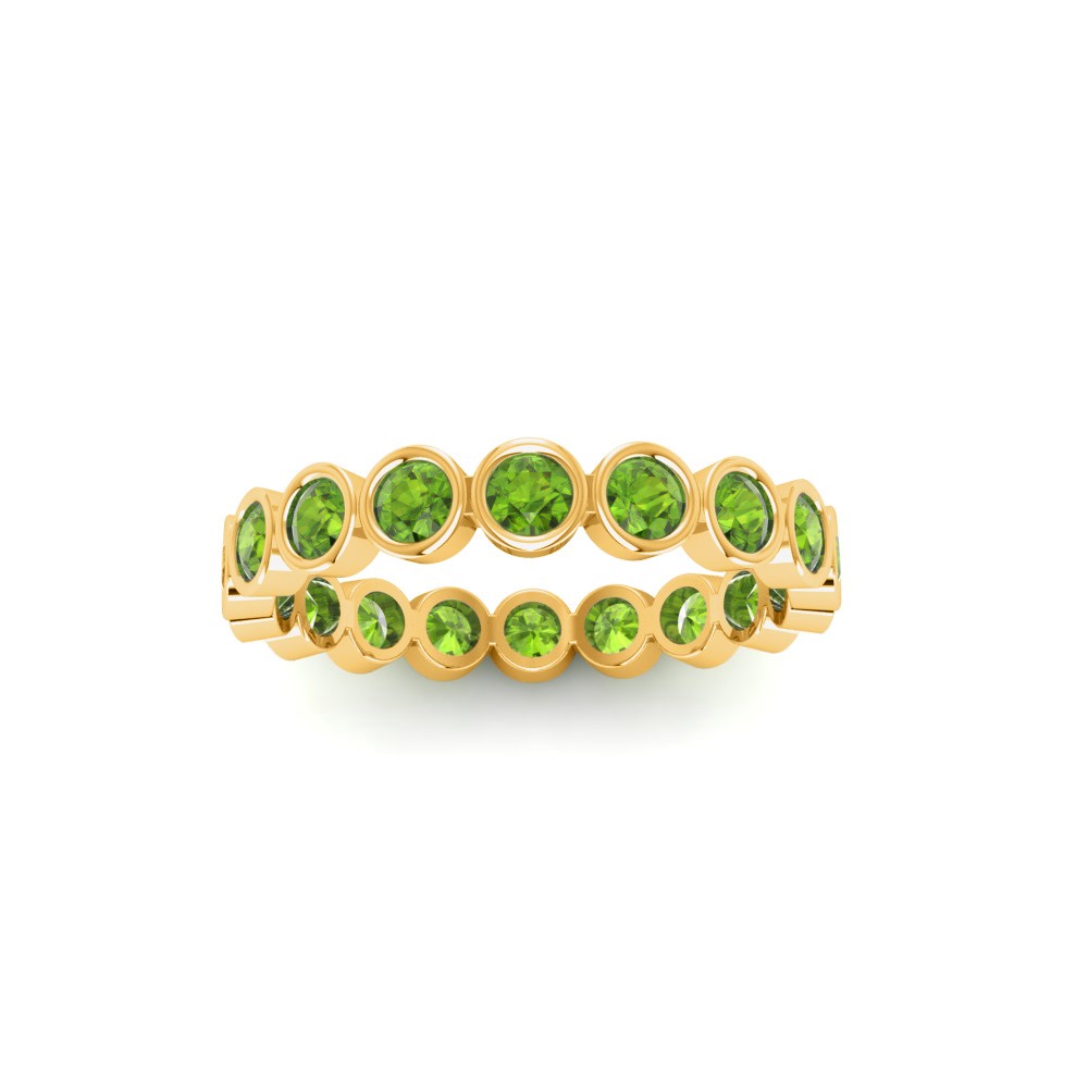 Peridot Round Birthstone Bezel Eternity Wedding Ring