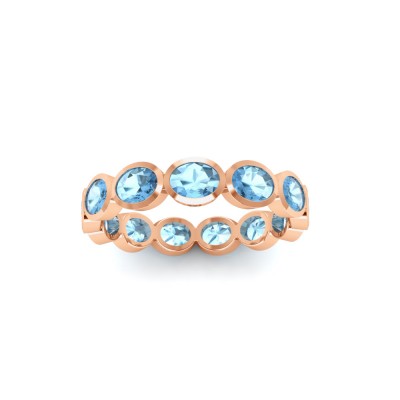 Aquamarine Oval Birthstone Bezel Eternity Wedding Ring